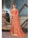 Light Orange Designer Silk Party Wear Sari