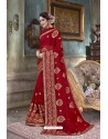 Red Designer Silk Party Wear Sari