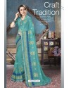 Turquoise Designer Silk Party Wear Sari