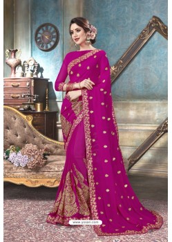 Medium Violet Designer Silk Party Wear Sari