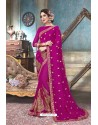 Medium Violet Designer Silk Party Wear Sari