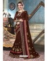 Brown Designer Silk Party Wear Sari