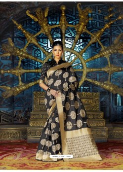 Black Designer Silk Party Wear Sari