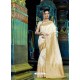 Off White Designer Silk Party Wear Sari