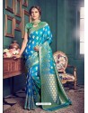 Blue Designer Kanchivaram Silk Party Wear Sari