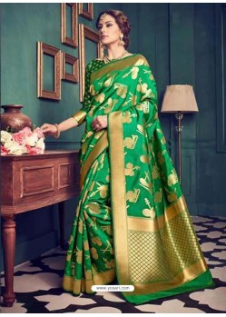 Green Designer Kanchivaram Silk Party Wear Sari