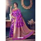 Lavender Designer Kanchivaram Silk Party Wear Sari
