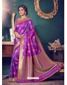 Lavender Designer Kanchivaram Silk Party Wear Sari
