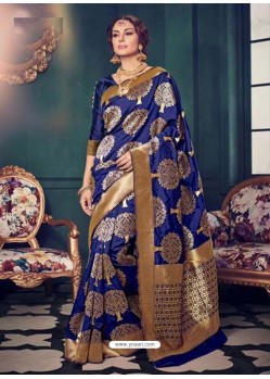 Navy Blue Designer Kanchivaram Silk Party Wear Sari