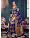 Navy Blue Designer Kanchivaram Silk Party Wear Sari