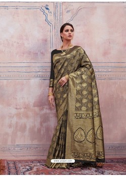 Black Designer Silk Party Wear Sari