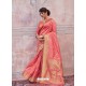 Peach Designer Silk Party Wear Sari