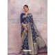Navy Blue Designer Silk Party Wear Sari