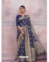 Navy Blue Designer Silk Party Wear Sari