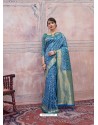Blue Designer Silk Party Wear Sari