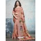 Old Rose Heavy Embroidered Designer Silk Sari