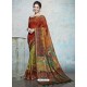 Multi Colour Heavy Embroidered Designer Silk Sari