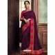 Deep Wine Heavy Embroidered Designer Silk Sari