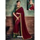 Maroon Heavy Embroidered Designer Silk Sari