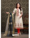 Off White Embroidered Designer Churidar Salwar Suit