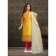 Yellow Embroidered Designer Churidar Salwar Suit