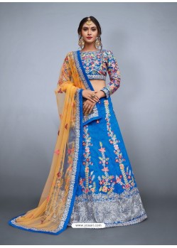 Blue Heavy Embroidered Wedding Lehenga Choli