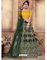 Dark Green Heavy Embroidered Wedding Lehenga Choli