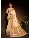 Light Beige Designer Paithani Silk Sari
