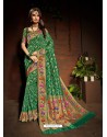 Forest Green Designer Paithani Silk Sari