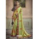 Green Heavy Embroidered Designer Silk Sari