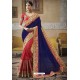 Royal Blue Heavy Embroidered Designer Silk Sari