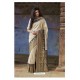 Off White Heavy Embroidered Designer Silk Sari