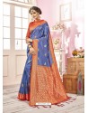 Royal Blue Designer Banarasi Silk Sari
