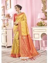 Yellow Designer Banarasi Silk Sari