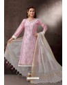 Baby Pink Embroidered Designer Straight Salwar Suit