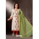 Off White Embroidered Designer Straight Salwar Suit