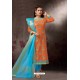 Orange Embroidered Designer Straight Salwar Suit