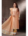 Light Orange Embroidered Designer Straight Salwar Suit