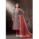 Grey Embroidered Designer Straight Salwar Suit