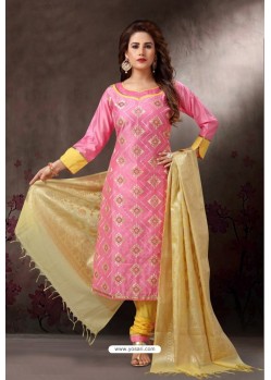 Pink Embroidered Designer Straight Salwar Suit