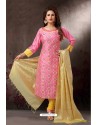 Pink Embroidered Designer Straight Salwar Suit