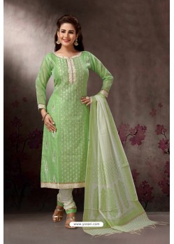 Green Embroidered Designer Straight Salwar Suit