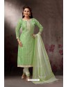 Green Embroidered Designer Straight Salwar Suit