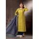 Yellow Embroidered Designer Straight Salwar Suit