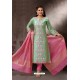 Sea Green Embroidered Designer Straight Salwar Suit