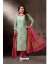 Sea Green Embroidered Designer Straight Salwar Suit