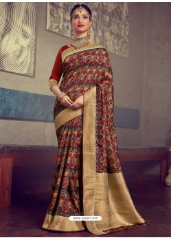 Stunning Multi Colour Designer Party Wear Sari