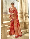 Red Designer Art Silk Sari