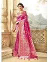 Magenta Designer Art Silk Sari