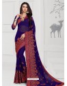 Royal Blue Designer Georgette Sari